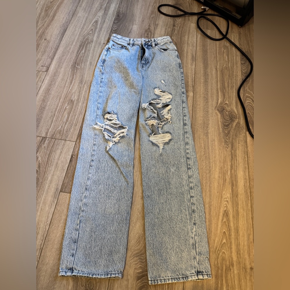 PacSun Light Blue Distressed Straight Leg Jeans